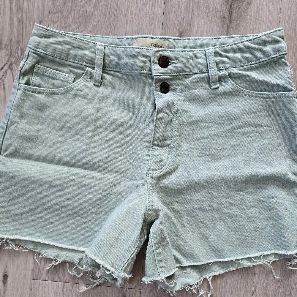 universal thread | pastel mint green monochrome cut-off denim shorts | WMS 6